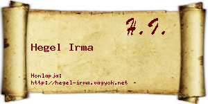 Hegel Irma névjegykártya